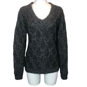 French Connection Grey Mohair Vneck Sweater Size Medium Knit Neutral Monochrome